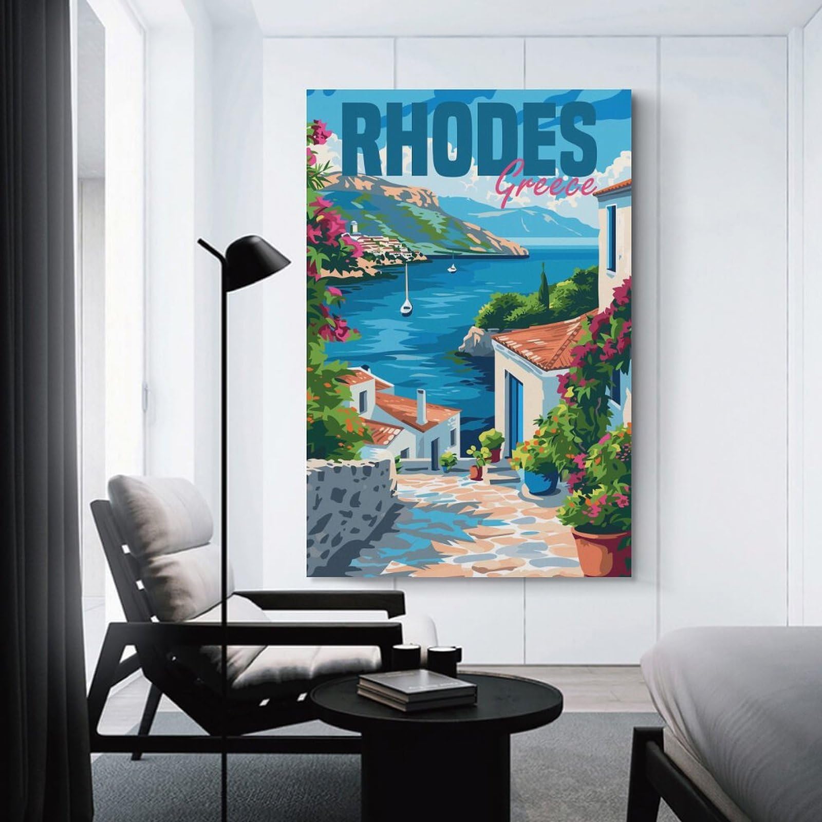 Junmoney Room Decor Wall Art Rhodes Island Greece, 24x36inch(60x90cm), for Workspace Walls, Study Corners Or Bedrooms, A Smart Decor Choice for Study Walls