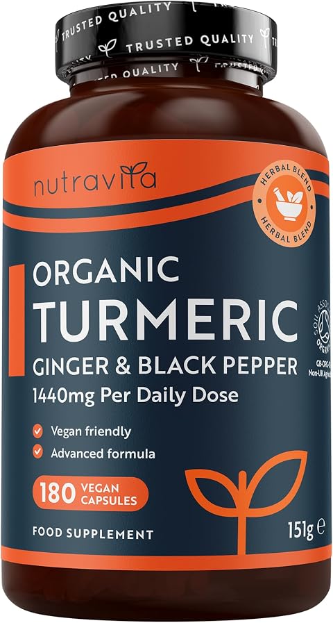 Nutravita Organic Turmeric and Black Pepper Capsules with Ginger 1440mg