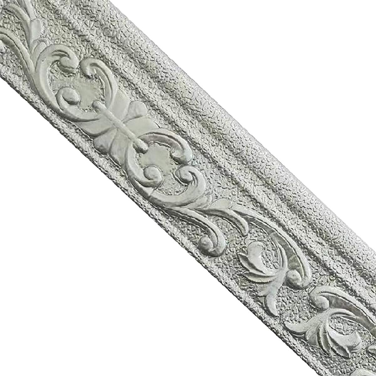 Queenbox 3x90in 3D Floral Molding Peel and Stick Wall Border, Sticky Wallpaper Wall Decorative Border for DIY Art Home Room Kitchen Office, Gray
