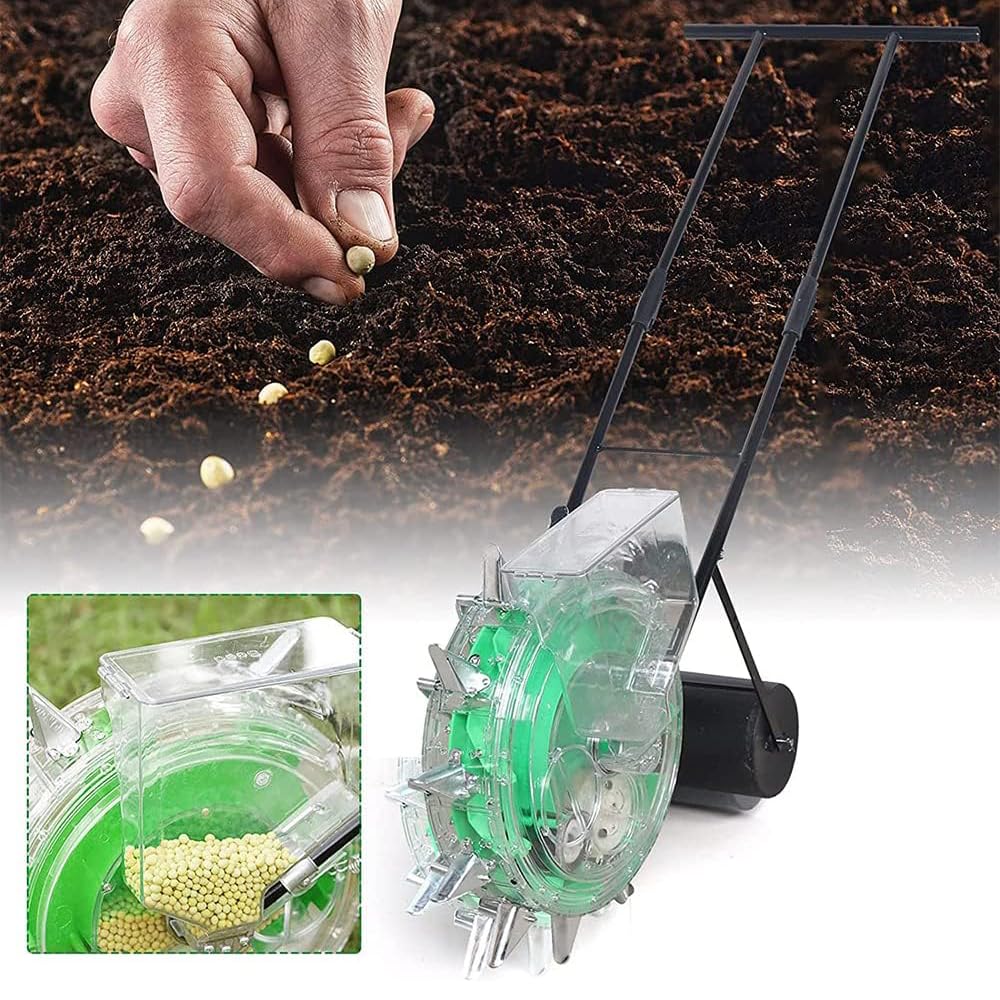 Sembradora de jardín de Empuje Manual, sembradora Manual de precisión, sembradora de Frijoles de maíz y maní, sembradora de Empuje de jardín, para Agricultura de Patio Trasero,6 Holes