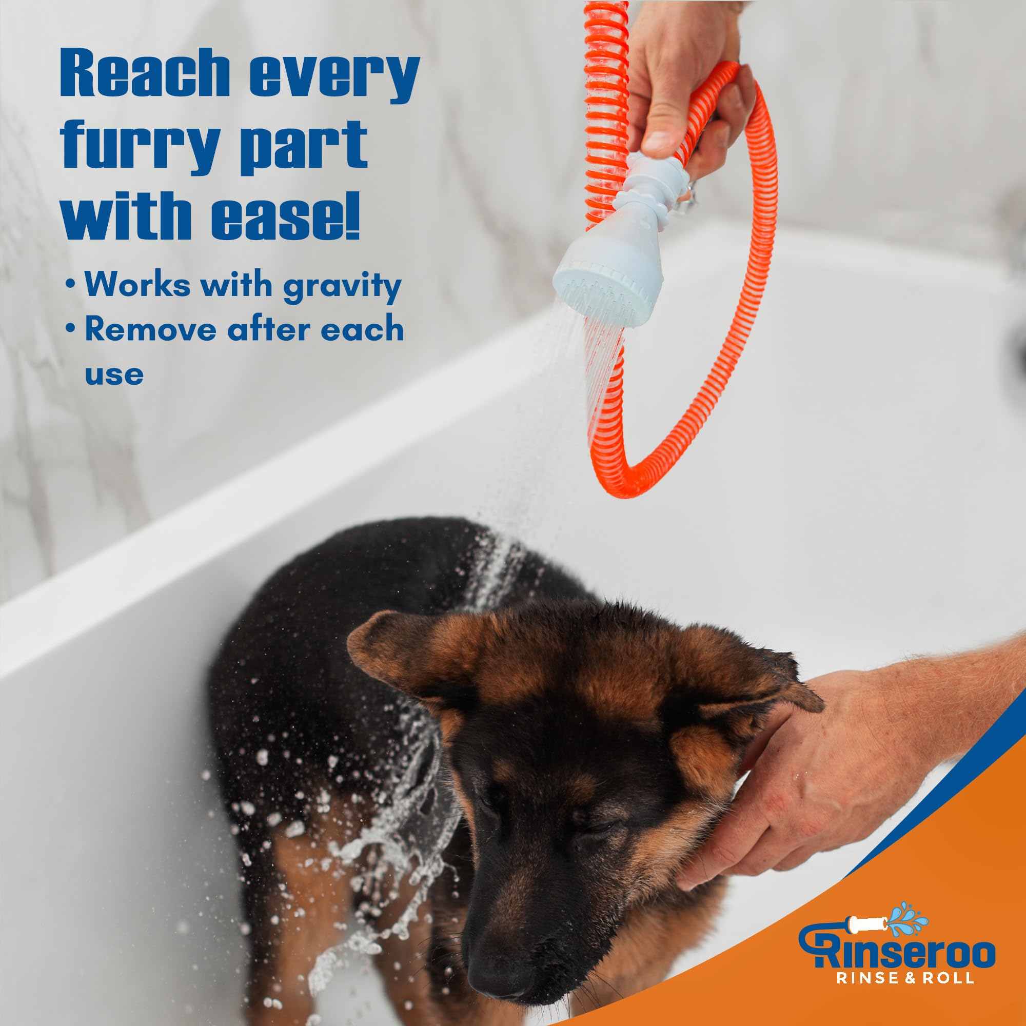 Rinseroo Dog Shower Attachment Hose – Slip-On Pet Sprayer with 6ft Hose – No Tools Handheld Dog Bathing & Grooming Shower Head for Easy Pet Baths, Seniors & RV Use - image 4