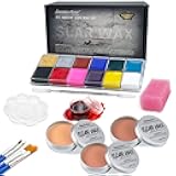 immetee Scar Wax SFX Makeup Kit, Face & Body Paint, Christmas Halloween Makeup Kit, Fake Blood, Painting Brushes, Spatula, Stipple Sponge, Stage Theatrical Party Cosplay, Carnival