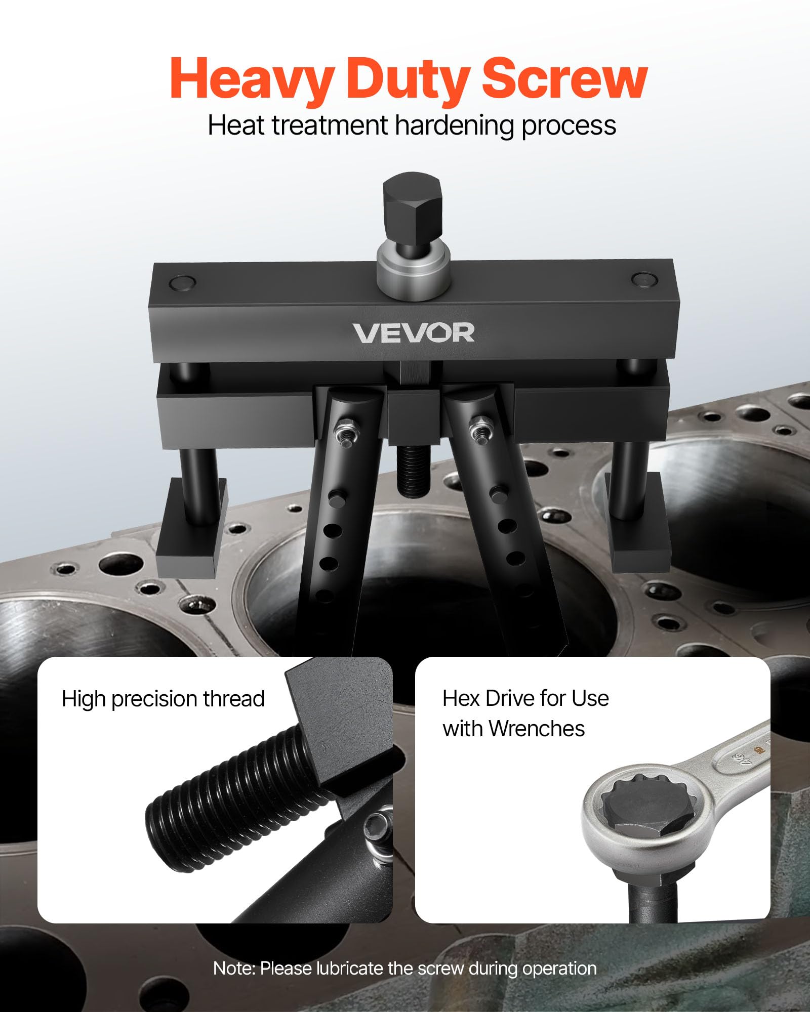 VEVOR Extractor de Camisas de Cilindro Universal Diésel, Compatible con Motores Mack Cummins Cat con Camisas Húmedas de 9,84 a 15,88 cm, Reemplaza PT-6400-C, M50010-B, 3376015, 430 x 300 x 65 mm