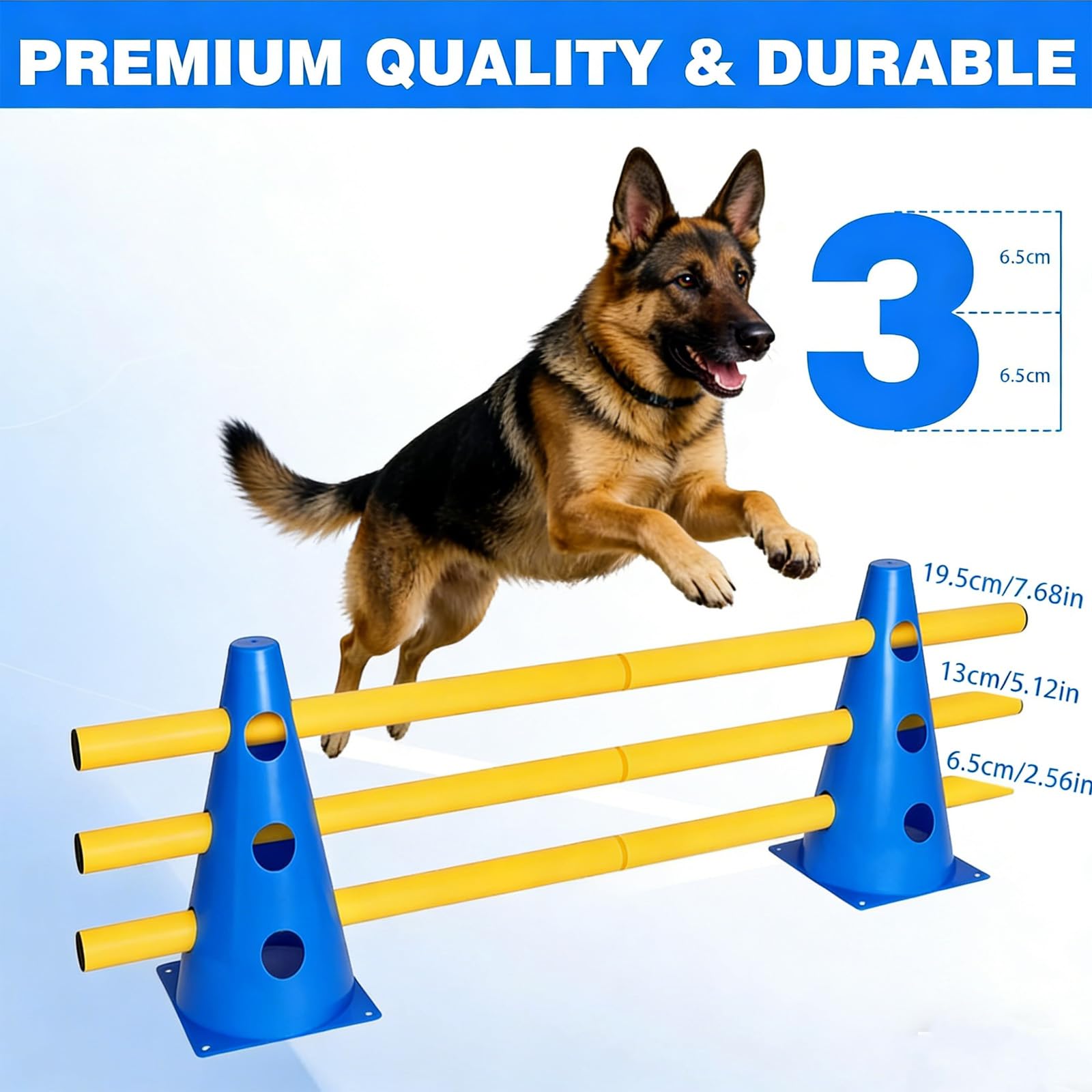 Kit Ostacoli Agility Impilabili, 10 Coni + 5 Barre (80cm) - Ostacoli Regolabili per Addestramento di Coordinazione per Bambini, Cani e Cavalli, Salti per Percorsi Cinofili ed Equitazione