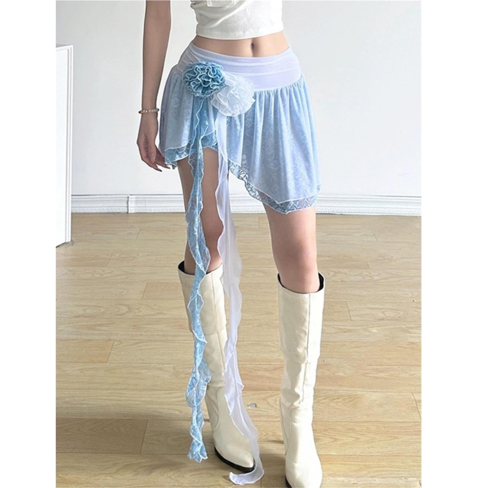 Colore Mezza Gonna in Pizzo Floreale Stile Balletto