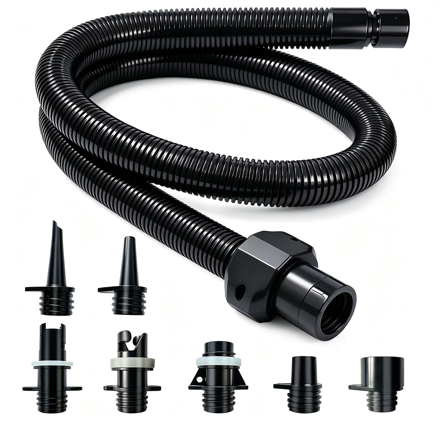 Paddle Board Pump Adapter Hose, Universal Sup Pump Adaptor Hose with 7 Air Valve Nozzles Fits for Most Sup Pump, Swivel Threaded Connector, Inner Diameter 0.9inch-picture-11