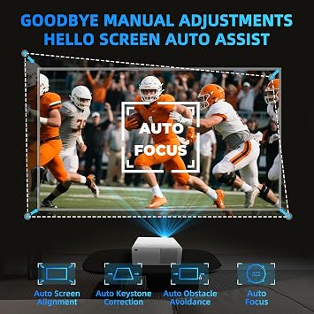 4K Projector with WiFi and Bluetooth - Smart Projector with Built-in Apps, Native 1080P, 1800 ANSI Lumens Projector 4K, Auto Focus Dolby Audio, Movie Projector for Bedroom, Home