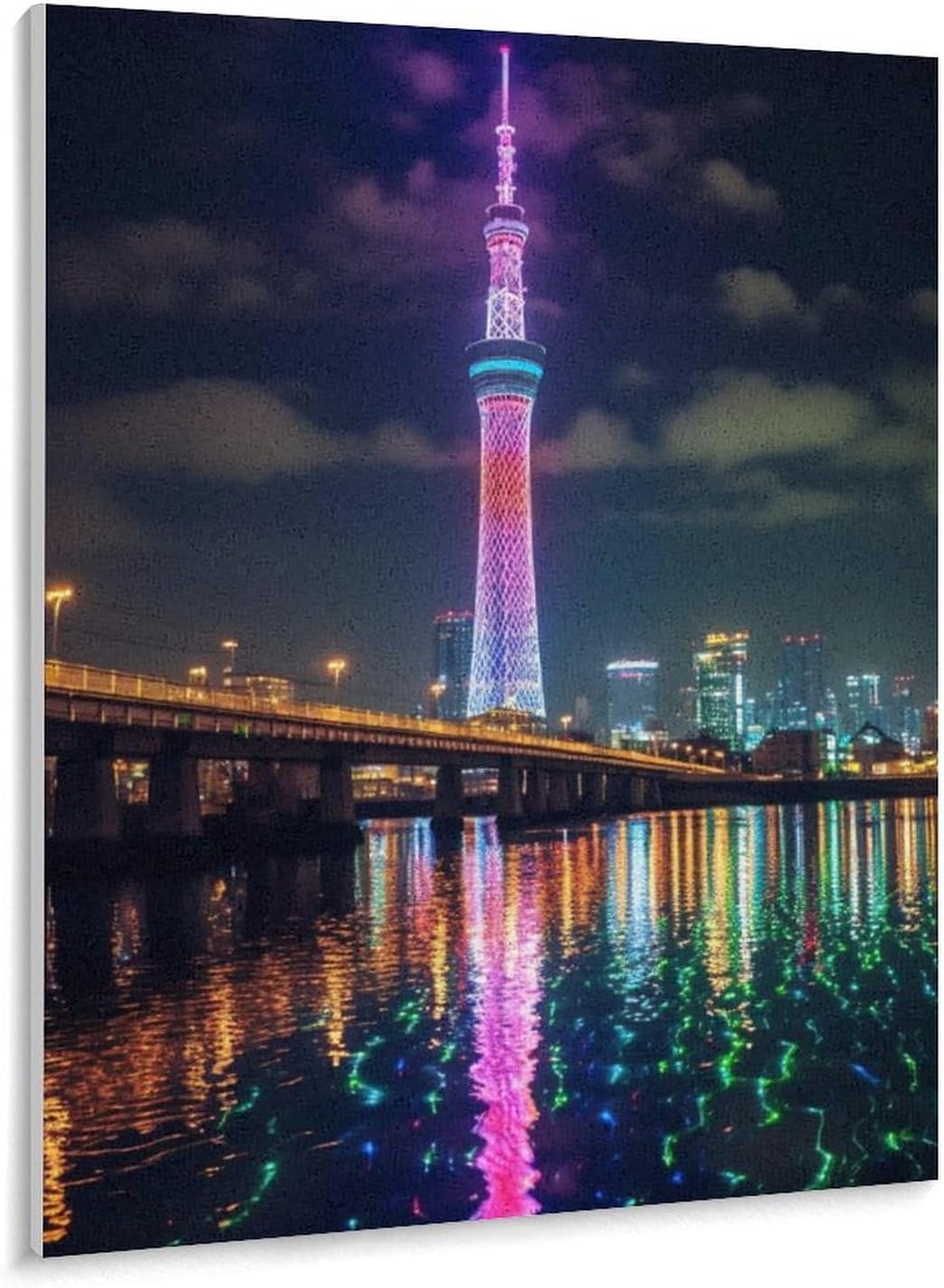 水晶絵　スカイツリー　東京　アートパネル　絵画　額縁　風景　ポスター　絵　写真 水晶パネル アートパネル 60×80cm 富嶽三十六景 風景 金フレーム