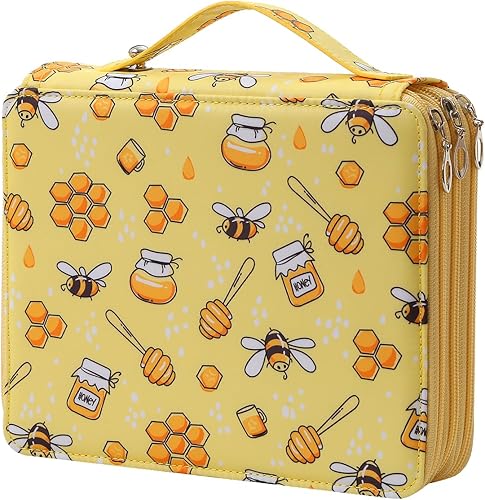Lbxgap Estuche portátil con patrón de impresión a color con capacidad para 120 lápices organizador con práctico envoltorio portátil, soporte