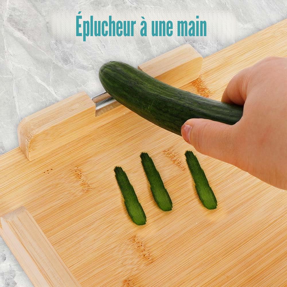 Planche à découper adaptative à une main : planche à découper à une main avec outils de préparation des aliments pour personnes handicapées