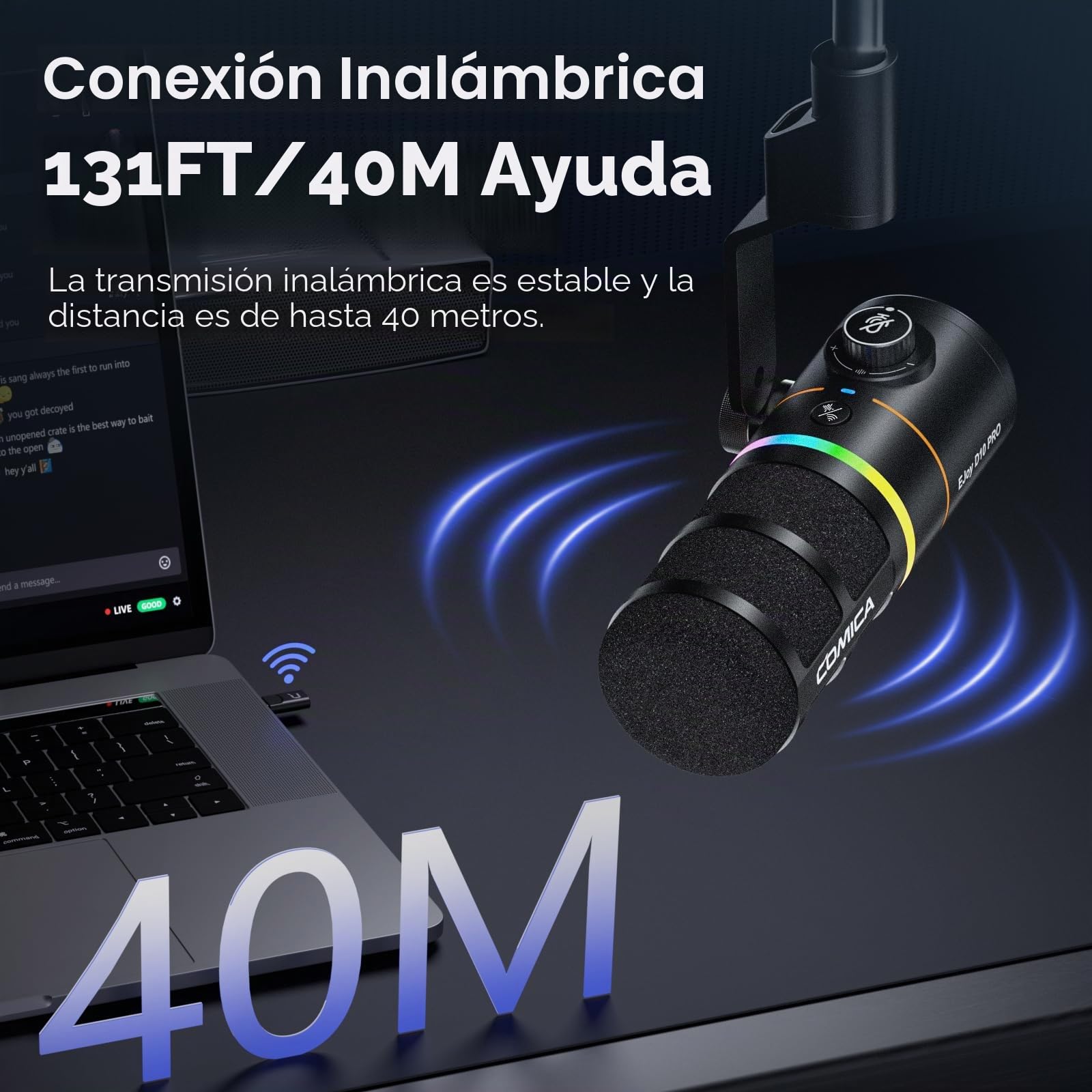 COMICA EJoy D10 Pro (D) Micrófono USB inalámbrico para juegos (negro)