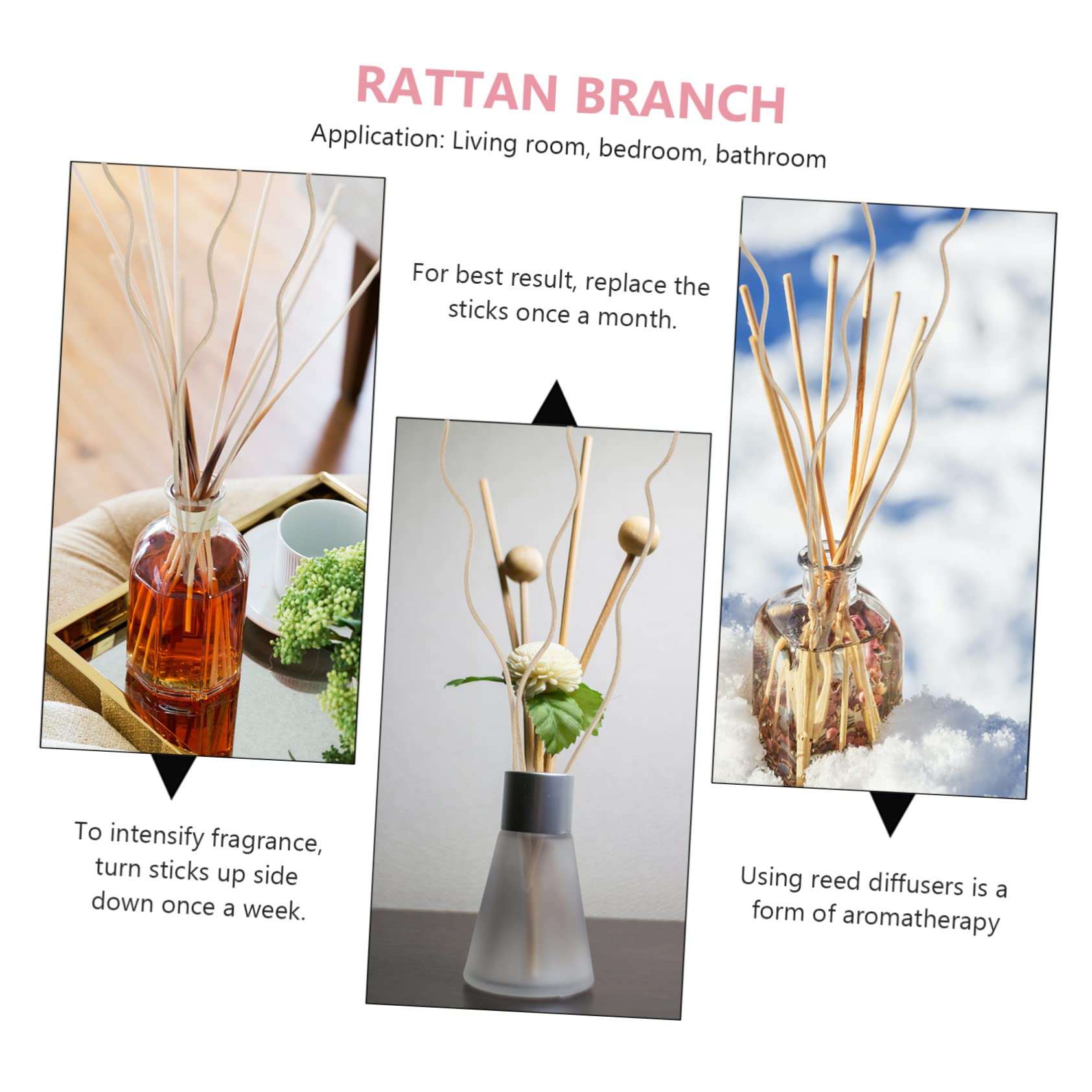 GARVALON Essential Oil Diffuser Sticks 40-Pack Replacement Rattan Sticks for Home Aromatherapy Decorative Diffuser Sticks