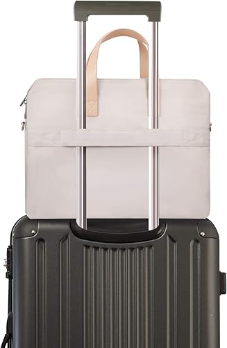 Miniatura 3 de Kamlui Bolsa para computadora portátil para mujer, maletín de cuero para computadora de hombro, maletín de oficina de negocios, bolsa de gran