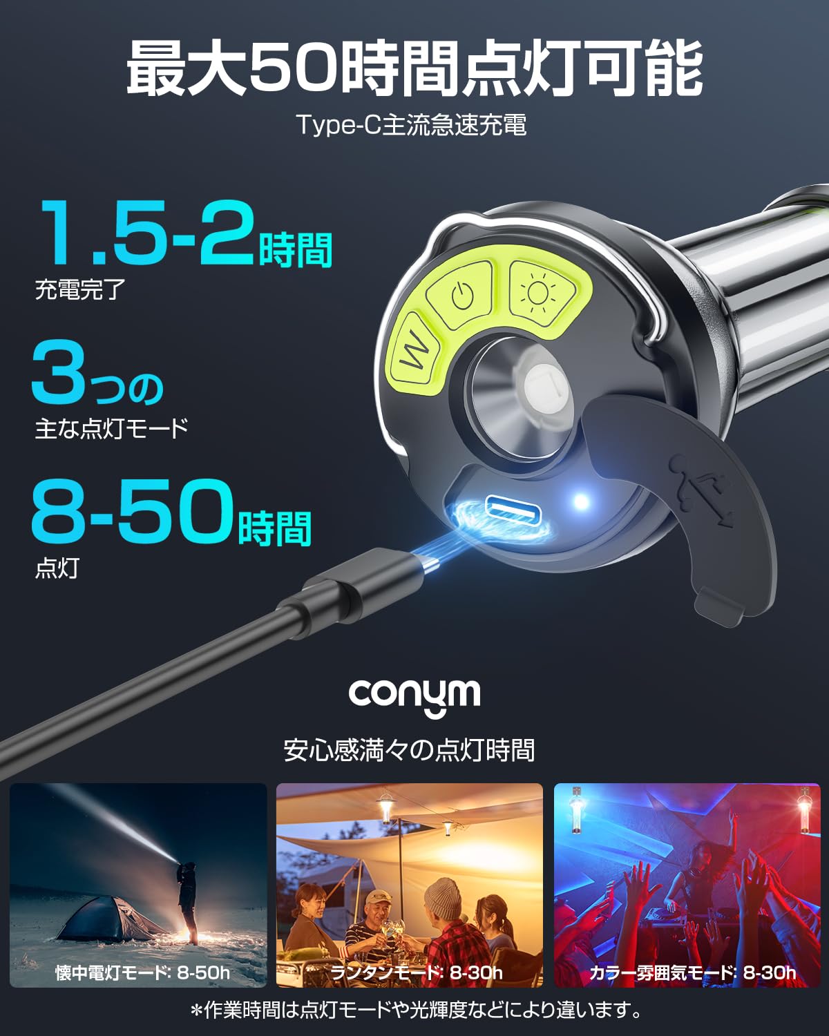CONYM 2023夏バージョンアップ LEDミニランタン 充電式