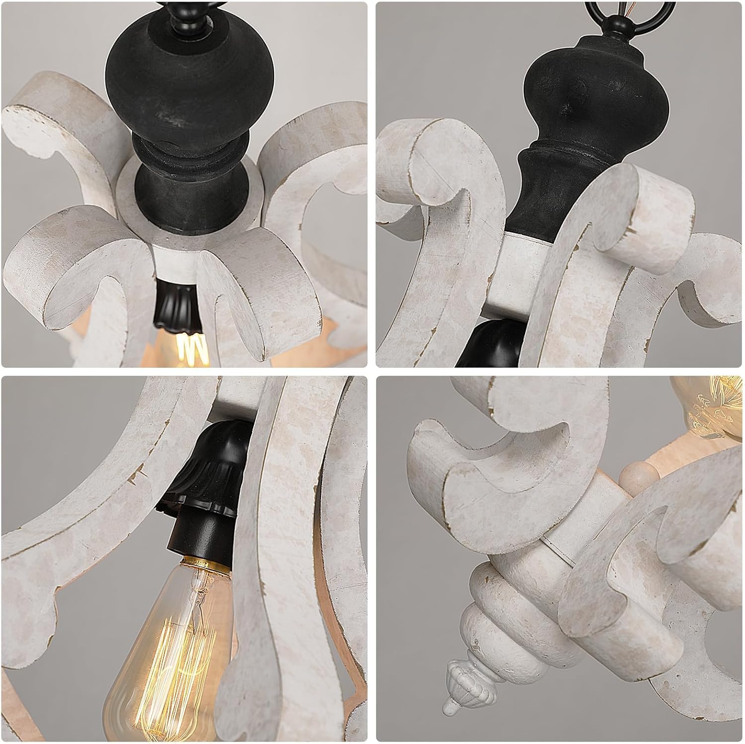 12.4" French Country Wood Pendant Light Mini Modern Vintage Farmhouse Distressed Wooden Pendant Light Modern Rustic Pendant Light for Kitchen Island, Dining Room, Bedroom, Hallway, Entryway