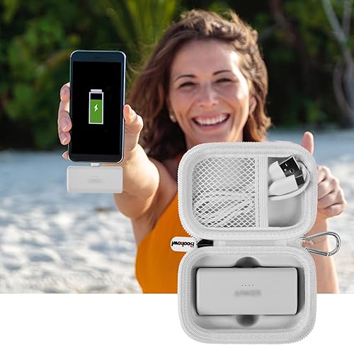 Miniatura 6 de Boobowl Funda compatible con el cargador portátil Anker Nano Power Bank, 5,000 Mah, con conector Lightning integrado, soporte de almacenamiento de