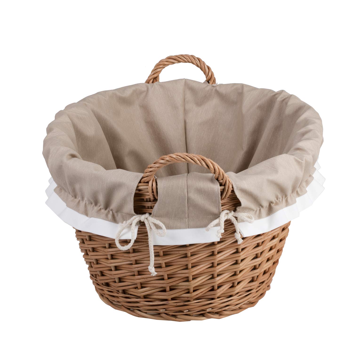 e-wicker24 Owalna miska wiklinowa w naturalnym kolorze, kosz na pranie z wikliny, miska wiklinowa w kolorze naturalnym, kosz wiklinowy w kształcie wanny (beżowy)