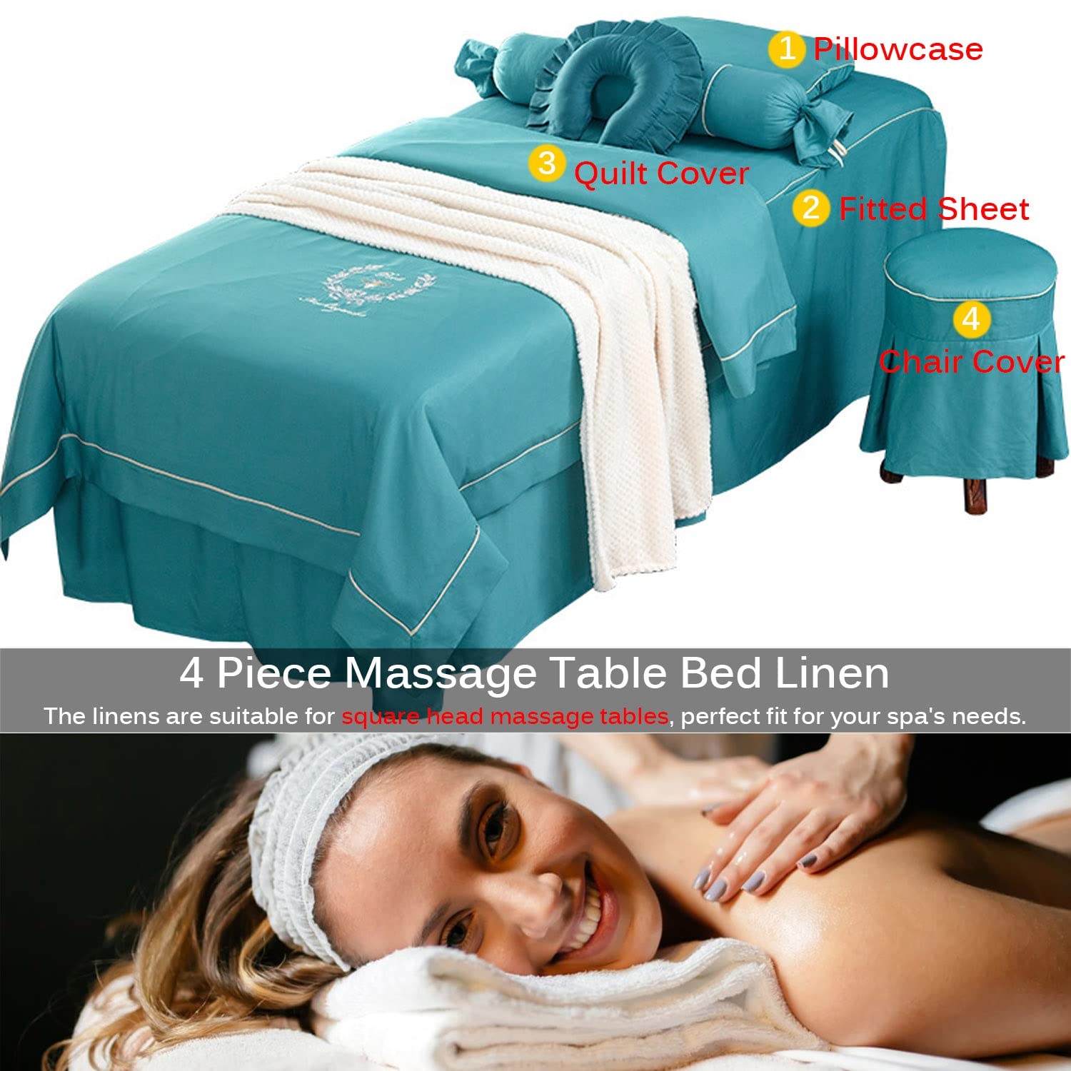 Amazon｜マッサージテーブルシートセット、4ピースビューティー