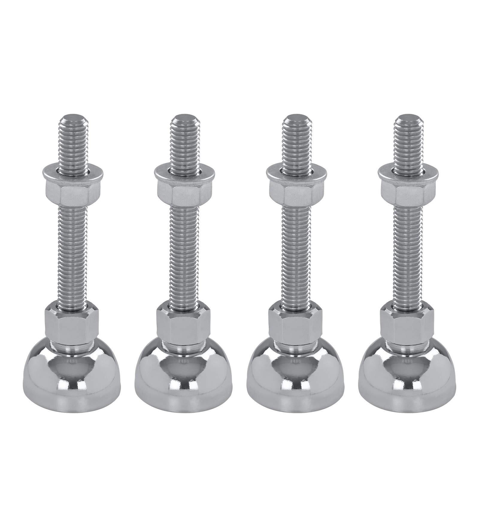 Schwaderer Maschinenfüße/Stellfüße/Nivelllierfüße/Gelenkfüße, höhenverstellbar STF 40, Ø 39mm, 4er-Set, Gewindegrößen M8-M30, Stahl verchromt, (M8x180)