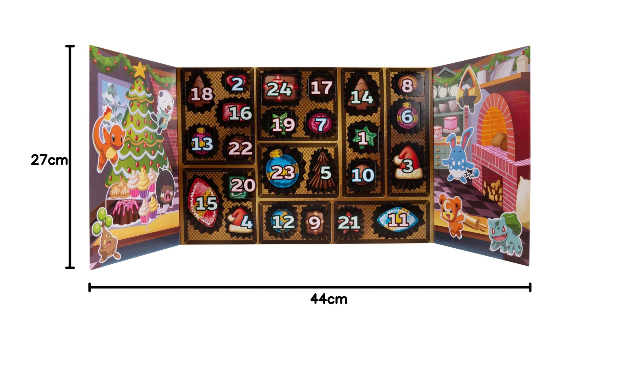 Pokémon PKW4116 - Adventskalender 2025 – Mit 16 exklusiven Battle-Figuren (ca. 5 cm) und 8 festlichen Zubehörteilen, offizieller Pokémon Kalender mit 24 Überraschungen