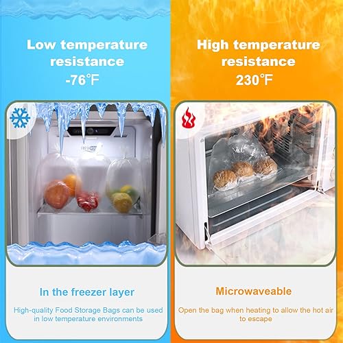 Miniatura 4 de RyhamPaper Bolsas de almacenamiento de alimentos, 1 rollo de 12 x 16 bolsas de plástico para productos en rollo de frutas, verduras, pan, bolsas