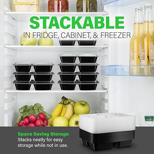 Miniatura 6 de Ez Prepa - Paquete de 10 recipientes Bento Box para preparación de comidas - Contenedores para cajas y loncheras Bento para adultos - Contenedores