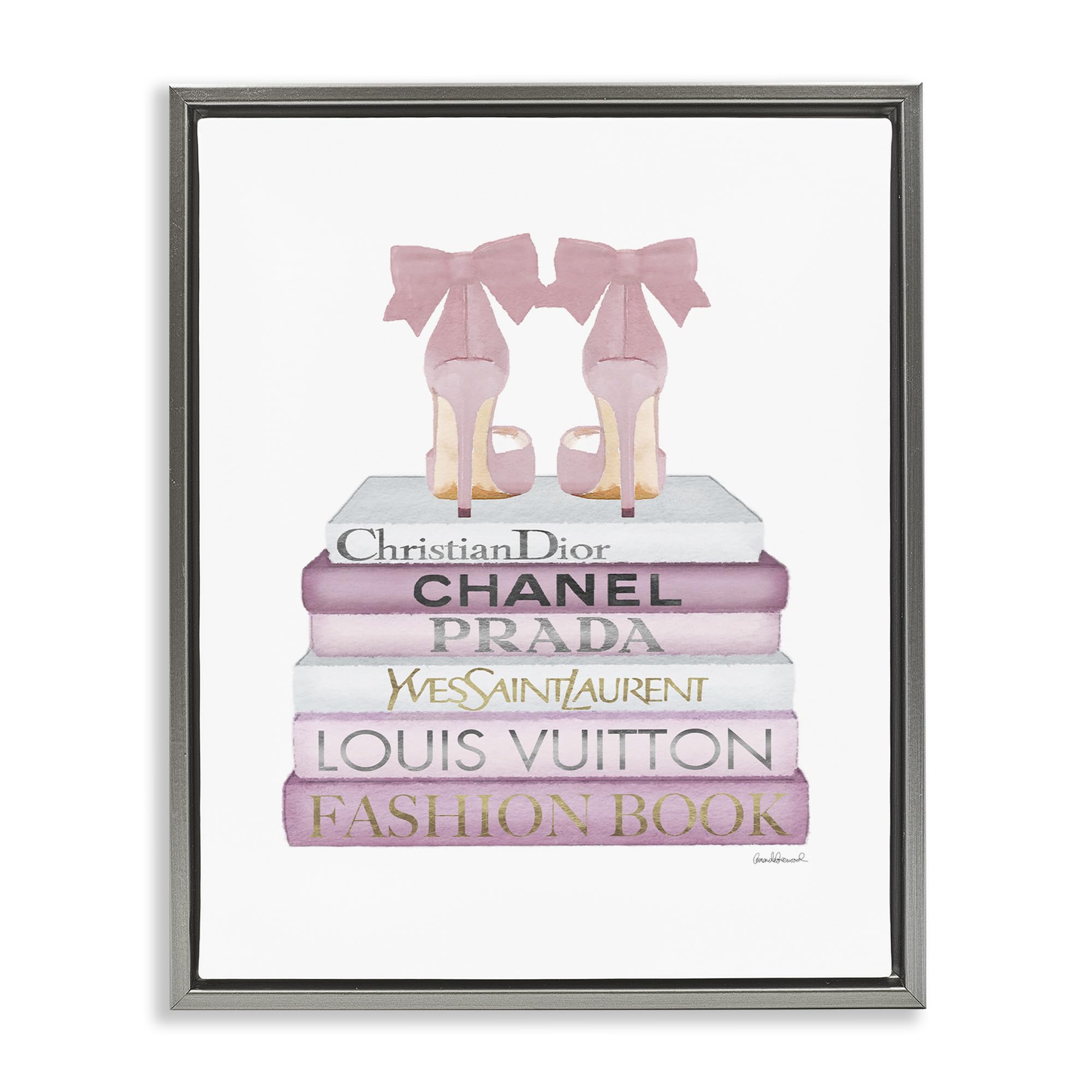 Glam Heels Books Still Life, 24 x 30 Inch Canvas in Floater Frame