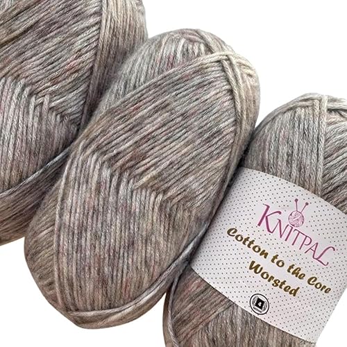 Cotton to The Core - Hilo de algodón para manta de bebé, tamaño mediano #4, súper suave, para tejer y ganchillo, 3 madejas, 654 yardas10.58 oz (gris