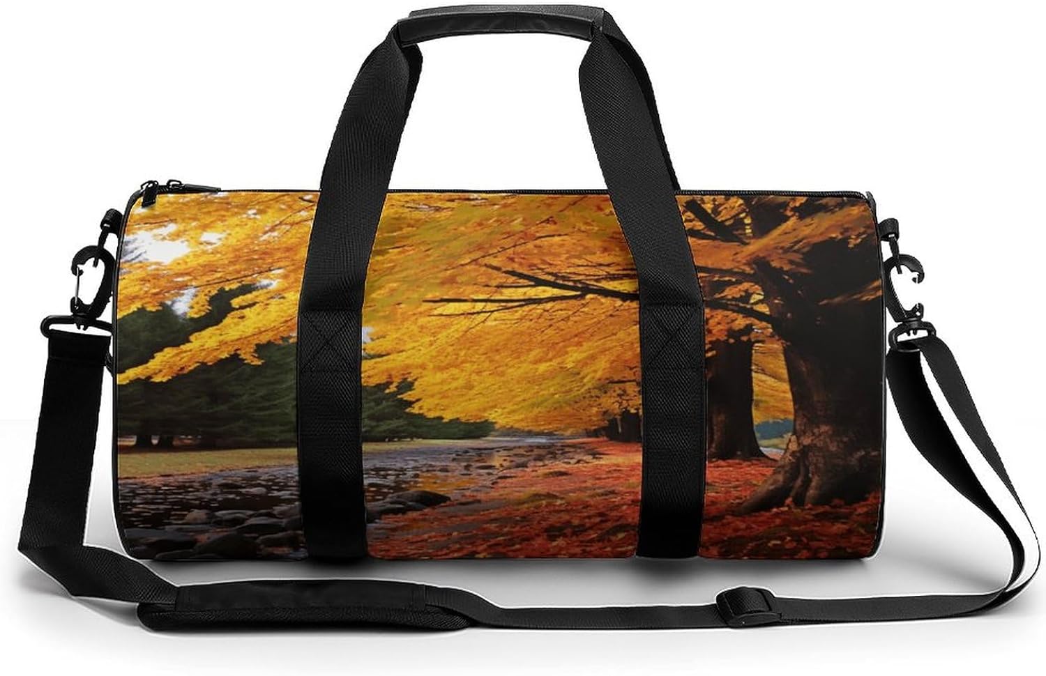 Aesthetic Sports Bag for Women Fall Colors Printed Duffle Travel Bag for Men Women Mini Workout Bags Cylindrical Gym Bag