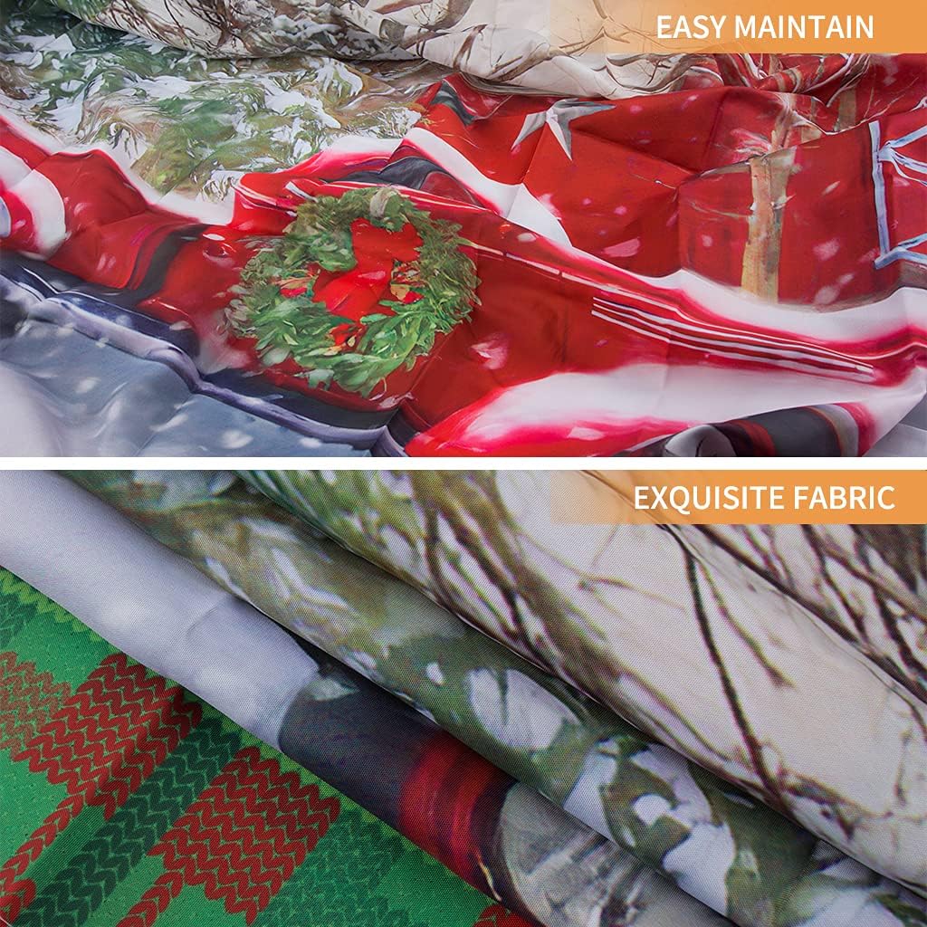 Christmas Shower Curtain Set with Bath Mat (Red House&Truck)