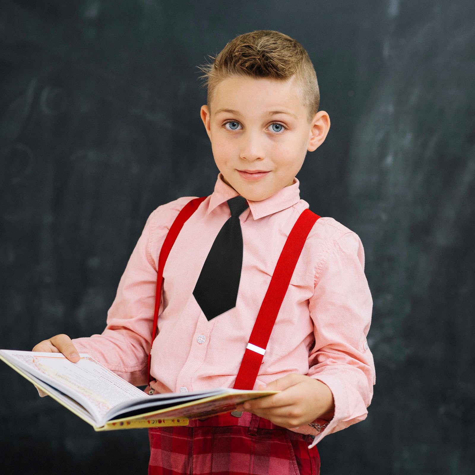 Krawat chłopięcy, wstępnie zawiązany, regulowany pasek na szyję, klips do krawata, krawat dla dzieci, formalny ślub, ukończenie szkoły, mundurki szkolne