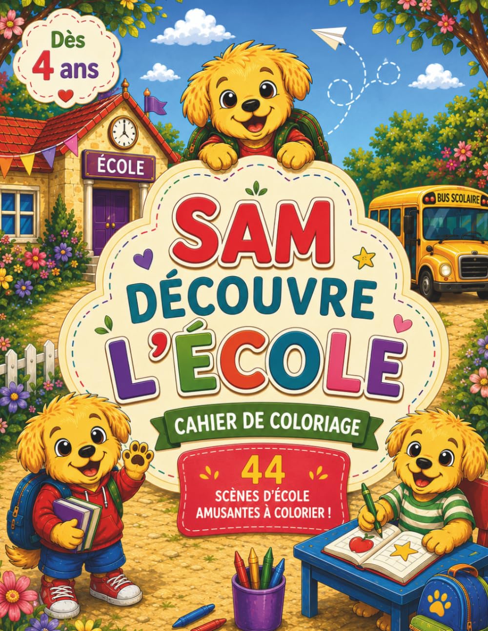 Sam découvre l'école: Un cahier de coloriage amusant sur une journée d'école (dès 4 ans)