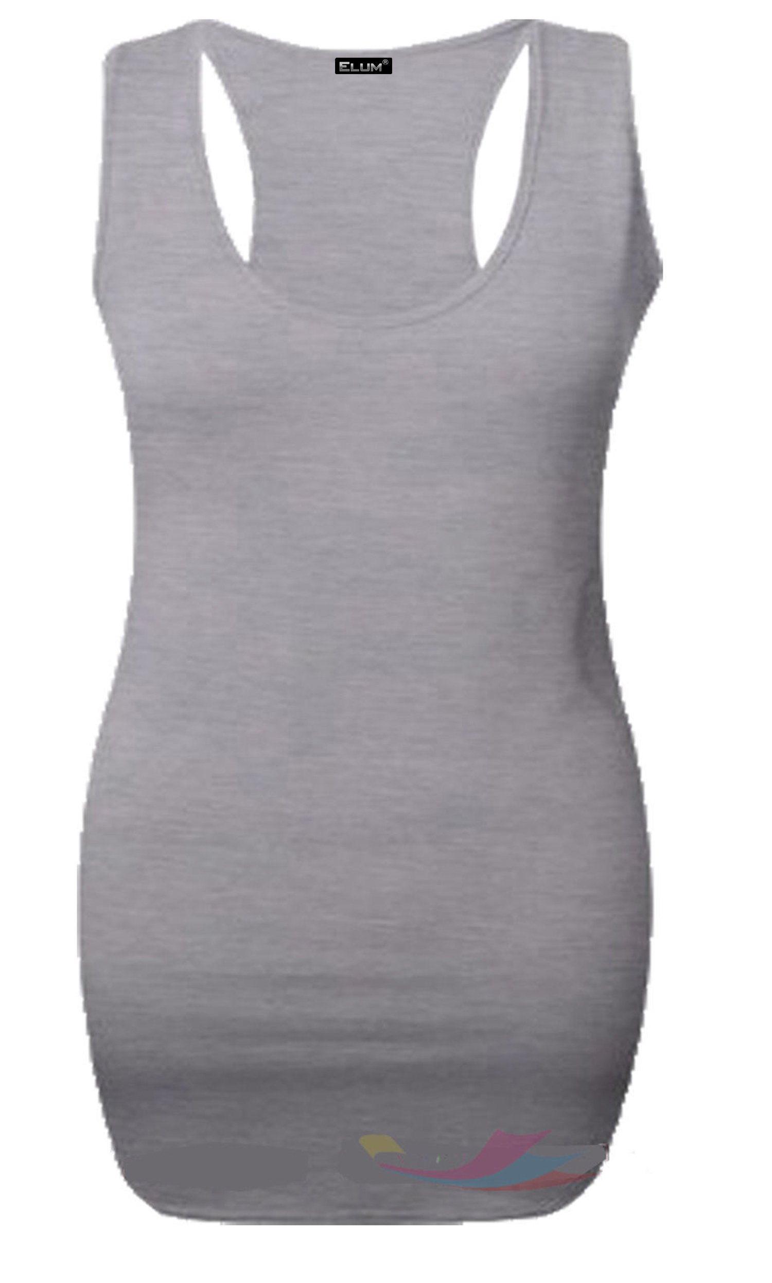 Elum Women's Grey Elum® Sleeveless Racer Back Bodycon Long Vest Top