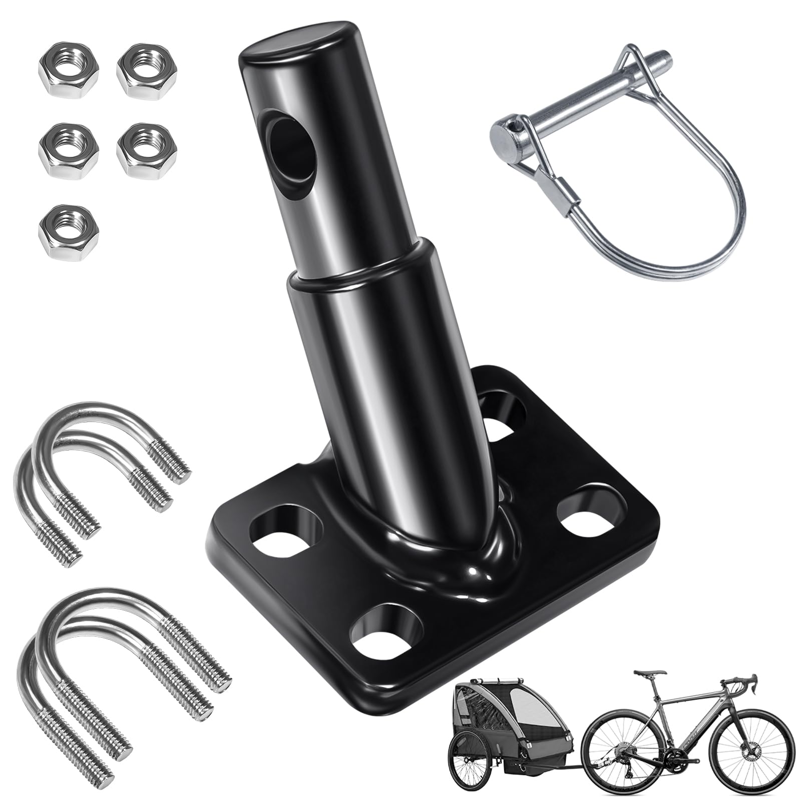LOVLEX Fahrradanhänger Kupplung, Fahrrad Anhängerkupplung Universal mit Doppelter Sicherungsstift für Kinderanhänger, Hundeanhänger, Lastenanhänger - Robuste & Hochfeste Stahlkonstruktion