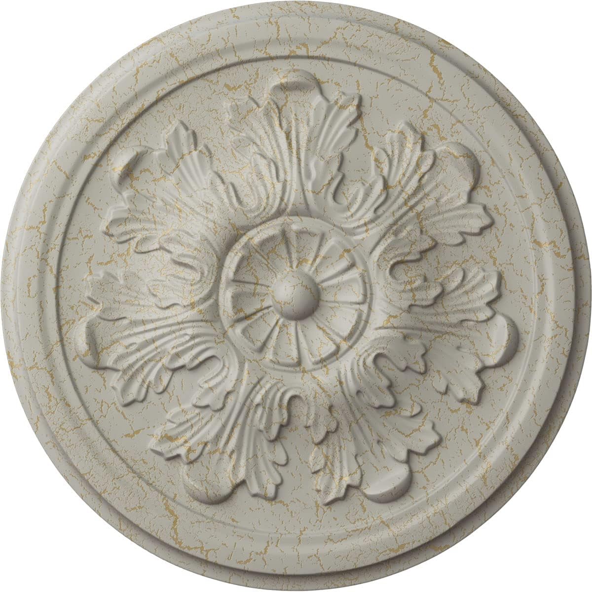 Pot of Cream Crackle Polyurethane Acanthus Ceiling Medallion