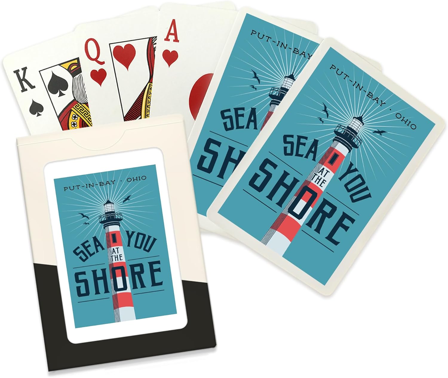 Lantern Press Put-in-Bay, Ohio, Nautical Sayings Collection, See You at The Shore, Lighthouse, 52 Playing Cards for Adults, Poker Size Card Deck