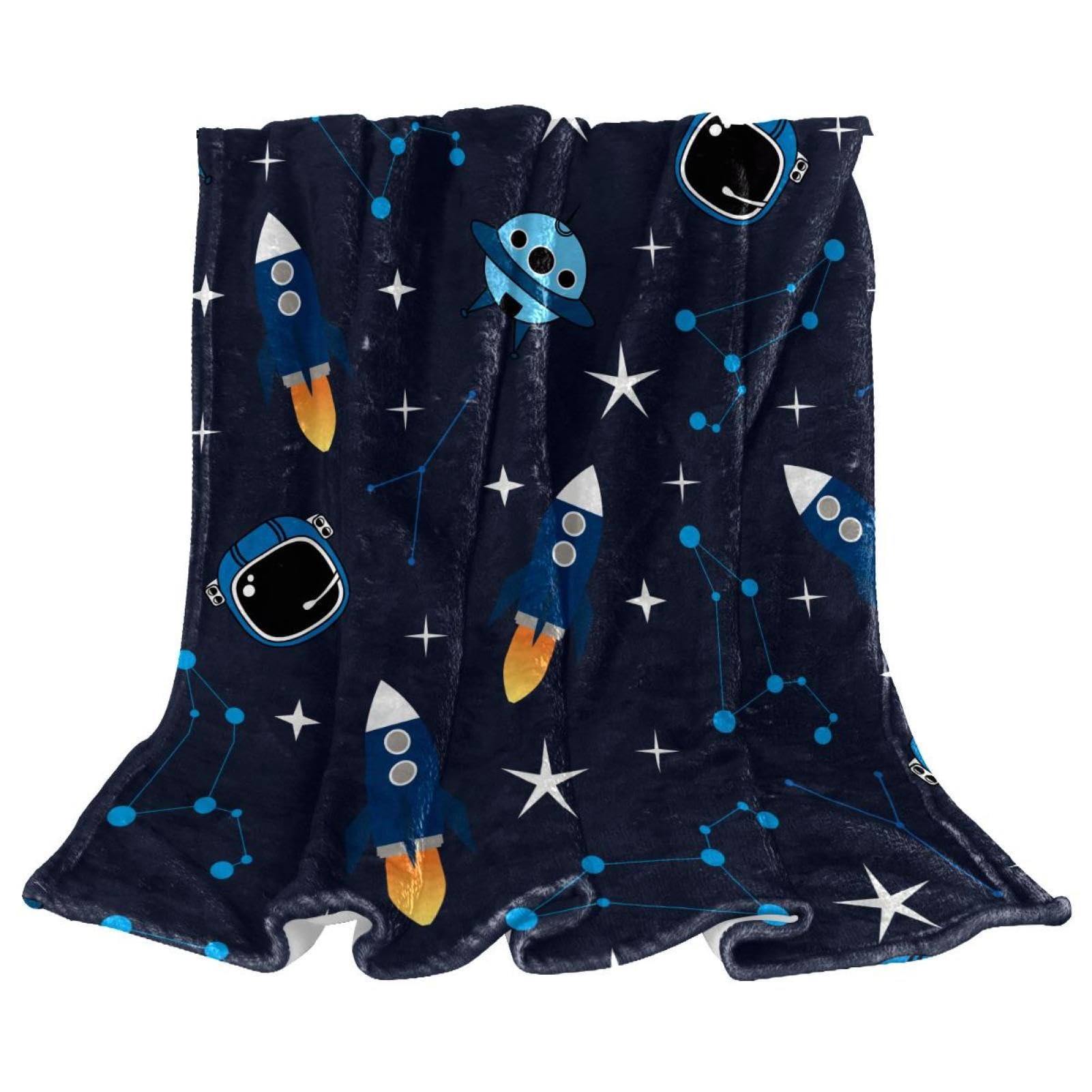 Couverture polaire planète fusée pour stopper le froid sur votre canapé