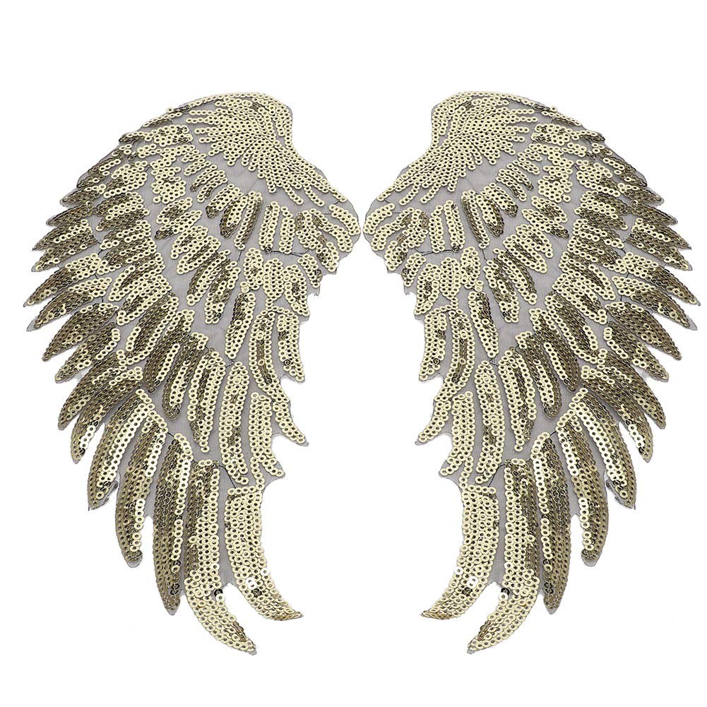 2 Pairs Sequin Wing Set with Hot Stamping Patches DIY Clothes Wings Sequins Stickers Suitable for Decorating Clothes Skirts Accessories