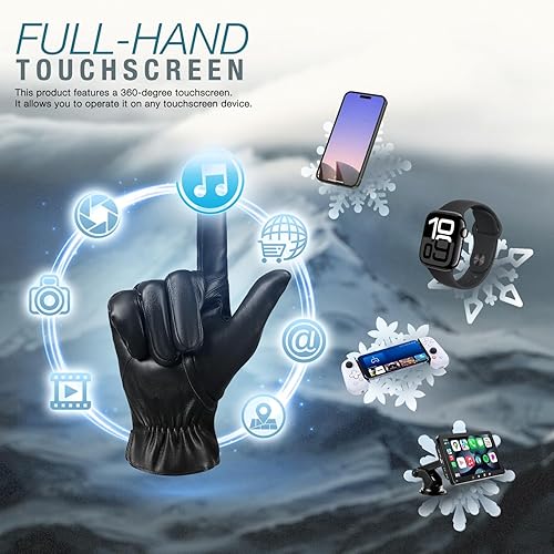 Miniatura 3 de Conjunto de Pasamontañas de Invierno y Guantes de Cuero PU, Máscara Facial Completa Transpirable, Guantes Impermeables con Pantalla Táctil