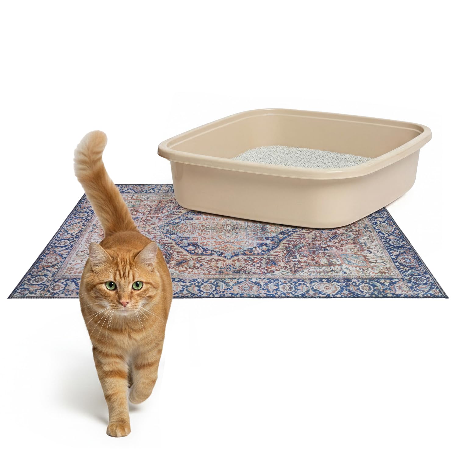 Lovewag Pets Rustic Terracotta Cat Litter Box Mats 2 Pack - Small 16X24 Machine Washable, Easy Clean, Non-Slip, Waterproof Mats For Indoor Cats-Kitty Litter Mess Control & Pet Urine Floor Protection (Rustic Terracotta)