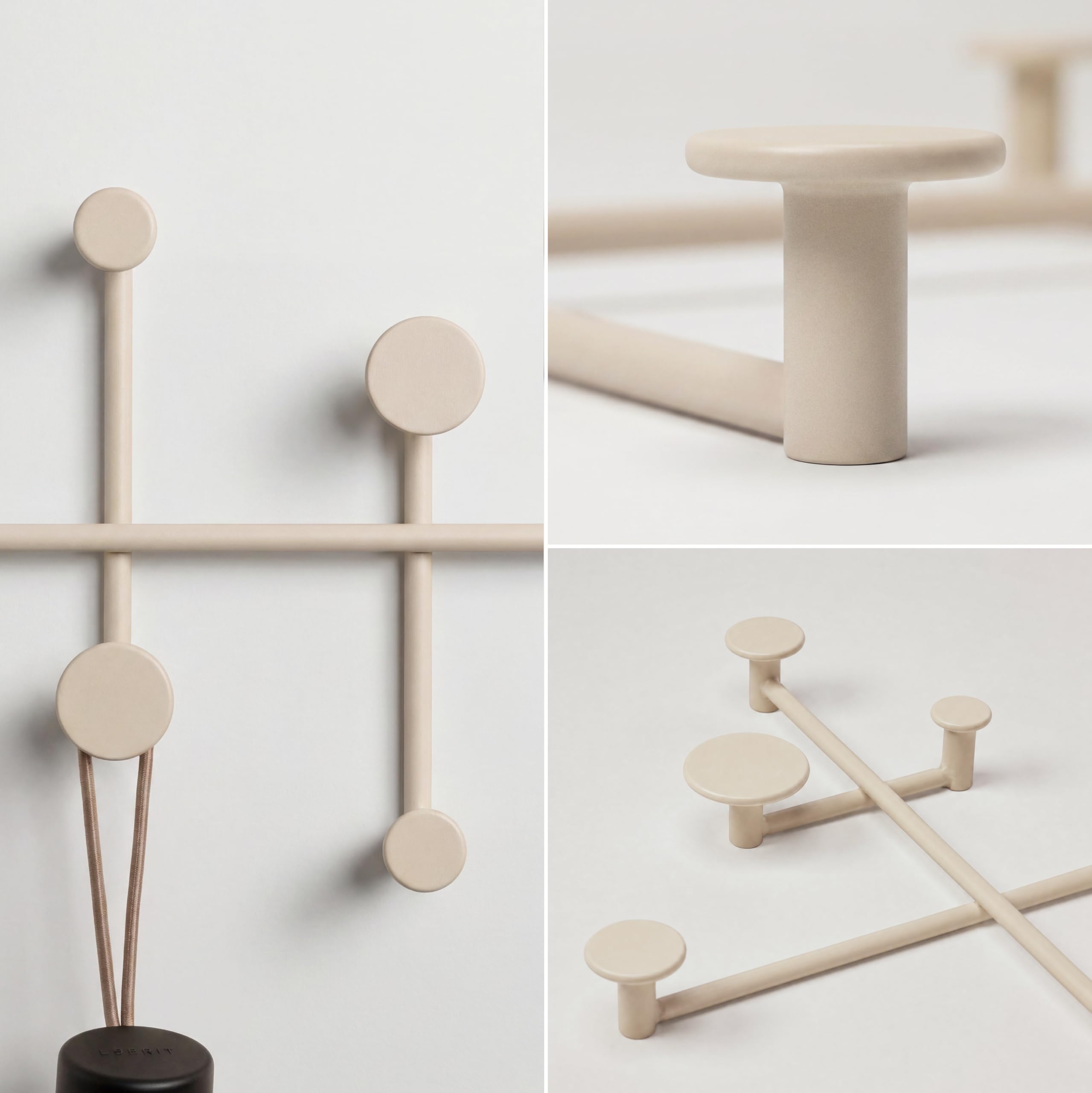 Kazai. Szafa ścienna "Sval", minimalistyczny design z Berlina, nowoczesny metalowy wieszak na ubrania / haczyki, taupe