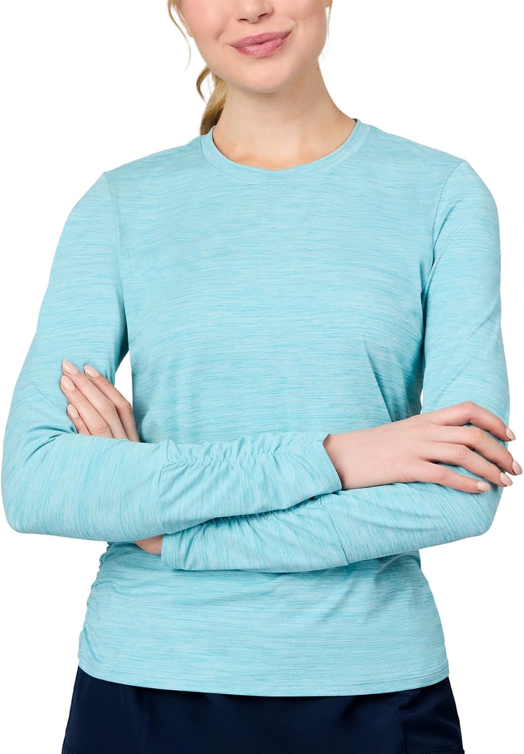 Free Country Women's Long Sleeve Rash Guard UPF 50+ Sun Protection Shirts UV Fishing Hiking Running Quick Dry-Cloud Crew Neck