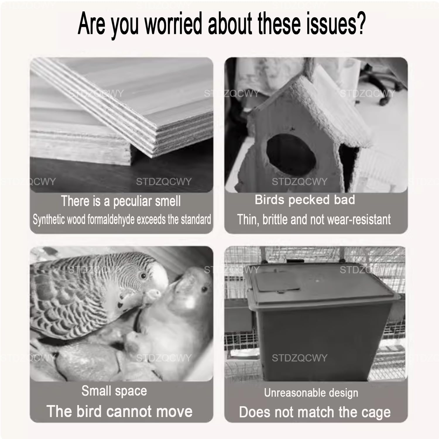 Caja Nido Resistente, Caja Nido para Periquitos, Caja Nido para Pájaros, Jaula, Casa De Madera, para Agapornis Pinzones, Periquito Cacatúa, Loro Conure, Planeador del Azúcar, Ardilla, Rata, Pinzón
