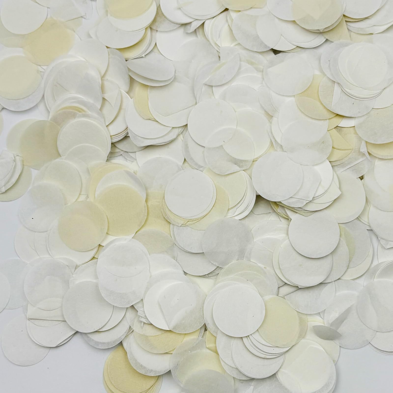 8000 szt. 2,5 cm biała kość słoniowa okrągłe konfetti z chusteczkami, okrągły papier do balonów, okrągłe papierowe konfetti na przyjęcie weselne, na dekoracje urodzinowe, rocznicę, zaręczyny
