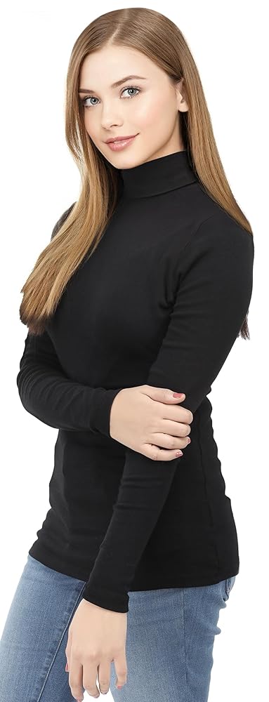 NY Threads Women's Turtleneck Long Sleeve Shirt Slim Fit