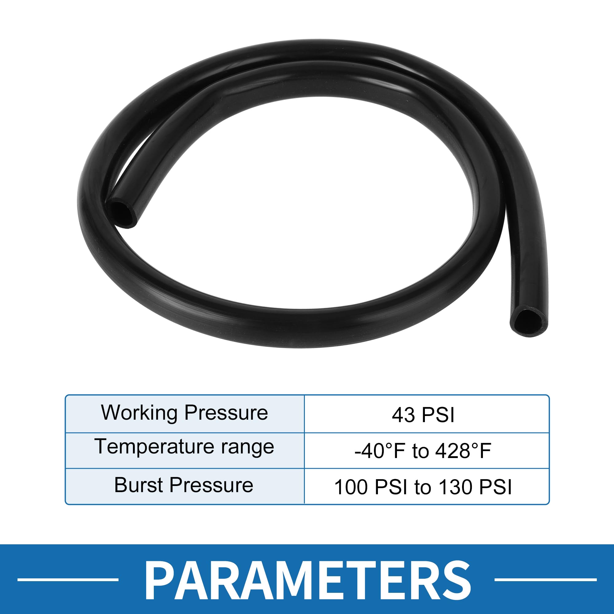 A ABSOPRO Tubo in Silicone per Aspirazione ad Alta Temperatura 3.3FT 9/16" 14mm ID 2.5mm Spessore Linea di Aspirazione per Automobili in Silicone Nero 1 pezzo