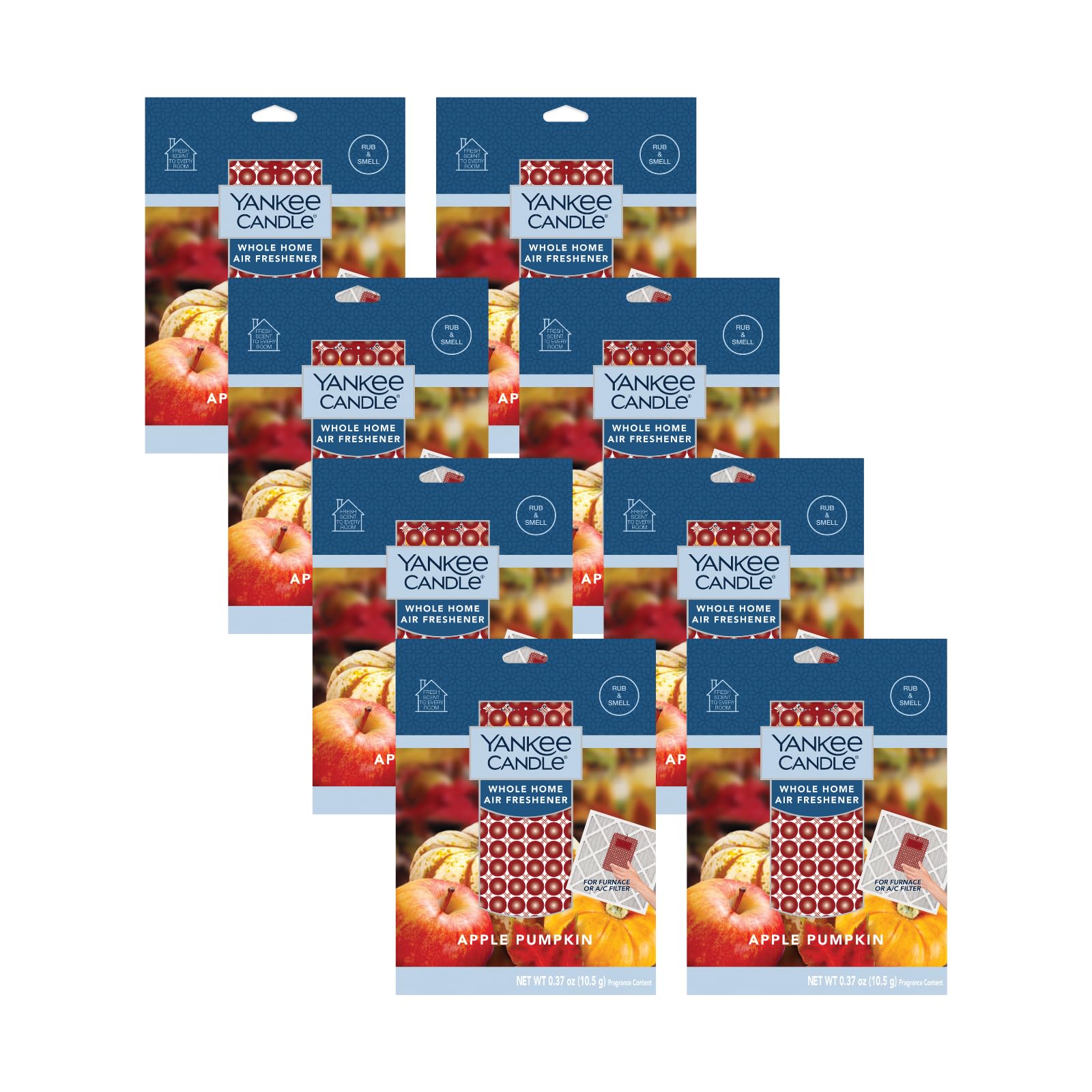 Yankee Candle Whole Home Air Freshener, Long Lasting Odor Eliminating Fragrance for Home, Continuous Room Freshener, Apple Pumpkin (Pack of 8)