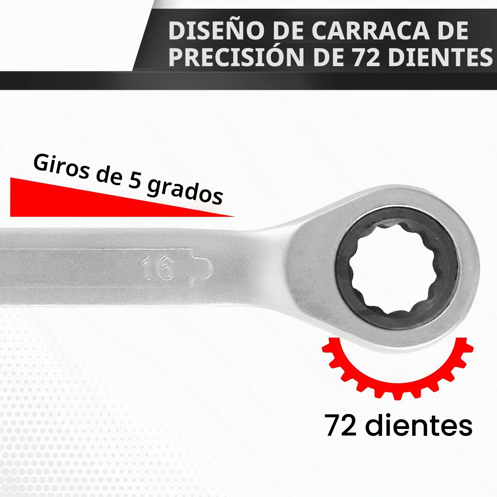 CCLIFE Juego de Llaves Fijas con Carraca combinadas de trinquete, 12 piezas 8-19 mm Cr-V 72 dientes