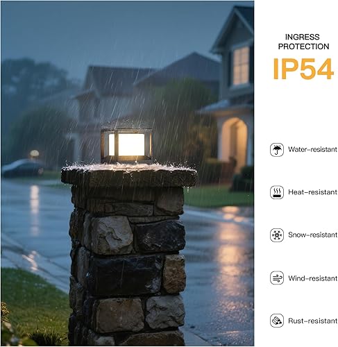 Miniatura 3 de Luces de poste para exteriores de 7.1 pulgadas, luces de pilar con cable duro, AC100-240 V, luz de columna moderna, lámpara de cubierta de valla,