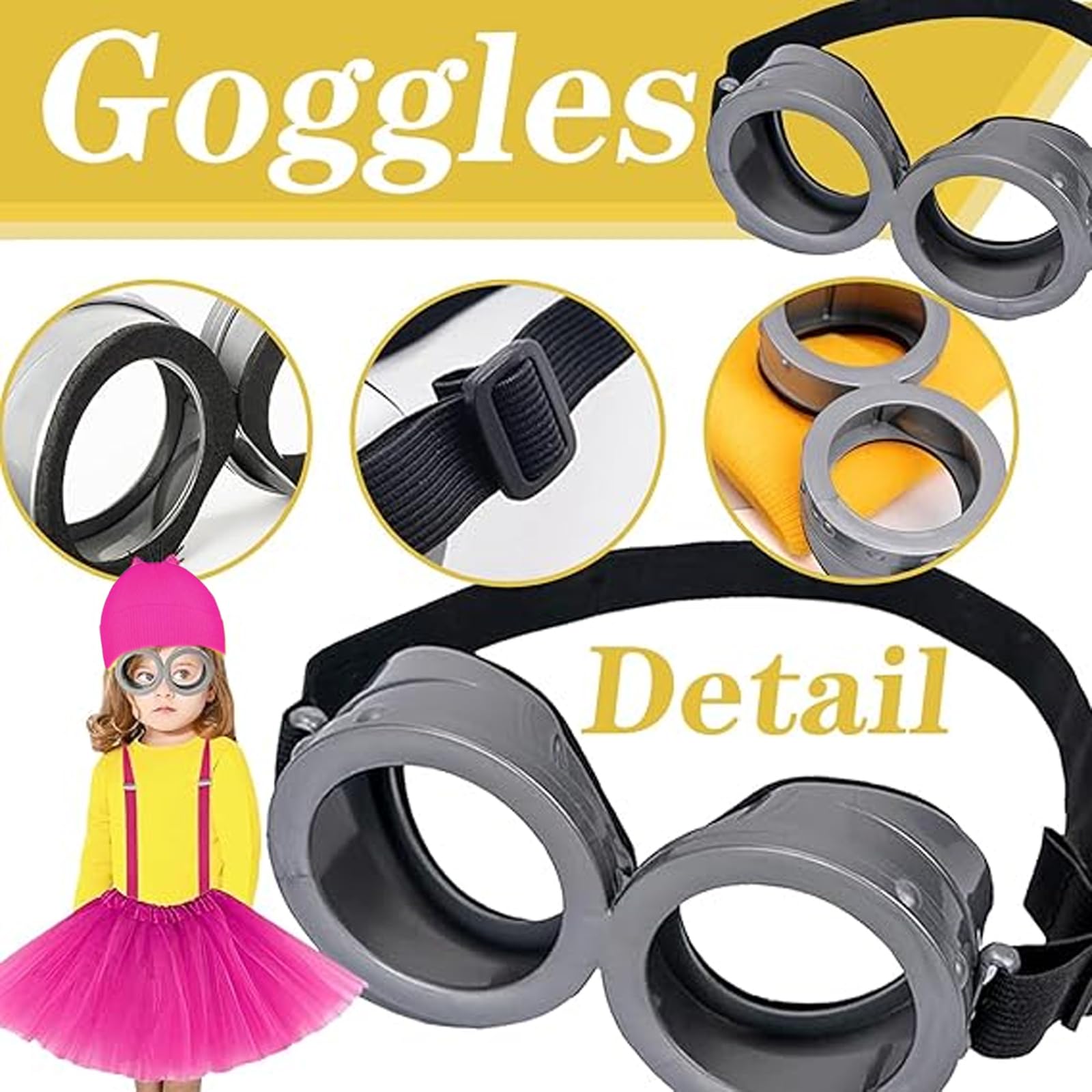 BFSYRR Costume Accessories, 6-Piece Rose Pink Fancy Dress Set, Halloween Cosplay Outfit with Hat, Glasses, Gloves, Suspenders - Image 4